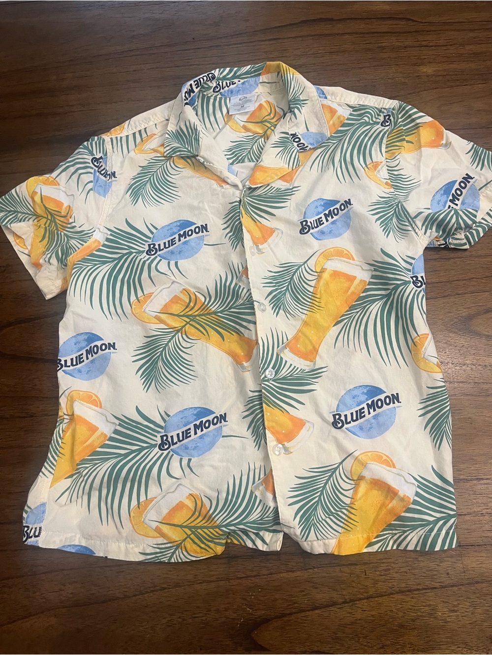 Blue Moon Beer Tropical Hawaiian Button-Down Shirt